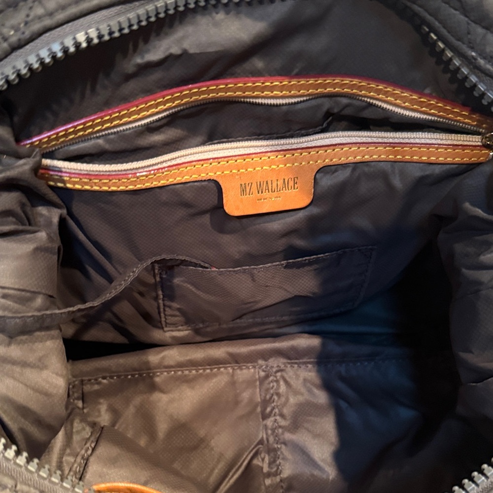 MZ Wallace Quilted Charcoal/Slate and Brown Bag - Picture 5 of 6